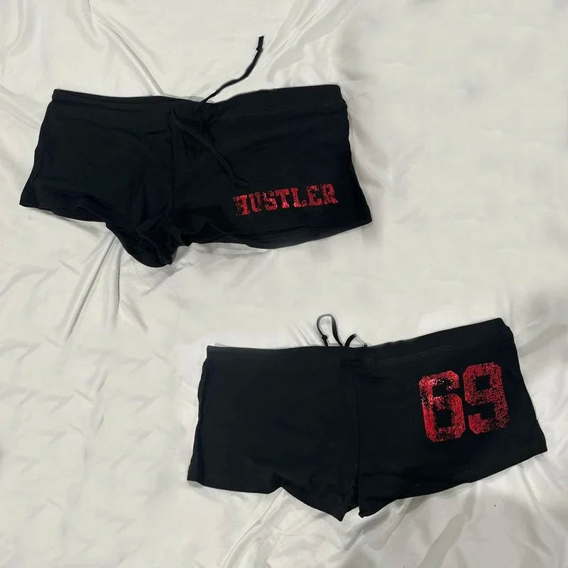 Sexy Half pants Harajuku Letter Print High street Casual Y2K Shorts Punk Fashion Pants Hiphop Vintage Grunge Goth EMO Streetwear