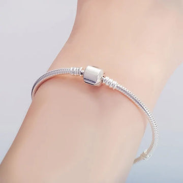 Handmade Original Fine Jewelry Silver Color Charm Bracelet Soft Smooth Snake Bone Bracelets for Women
