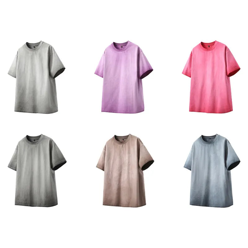 Distressed Washed T-shirt Vintage Street 2025 Punk T Shirt Casual Men's Women's Short Sleeve Hip Hop Loose Tees